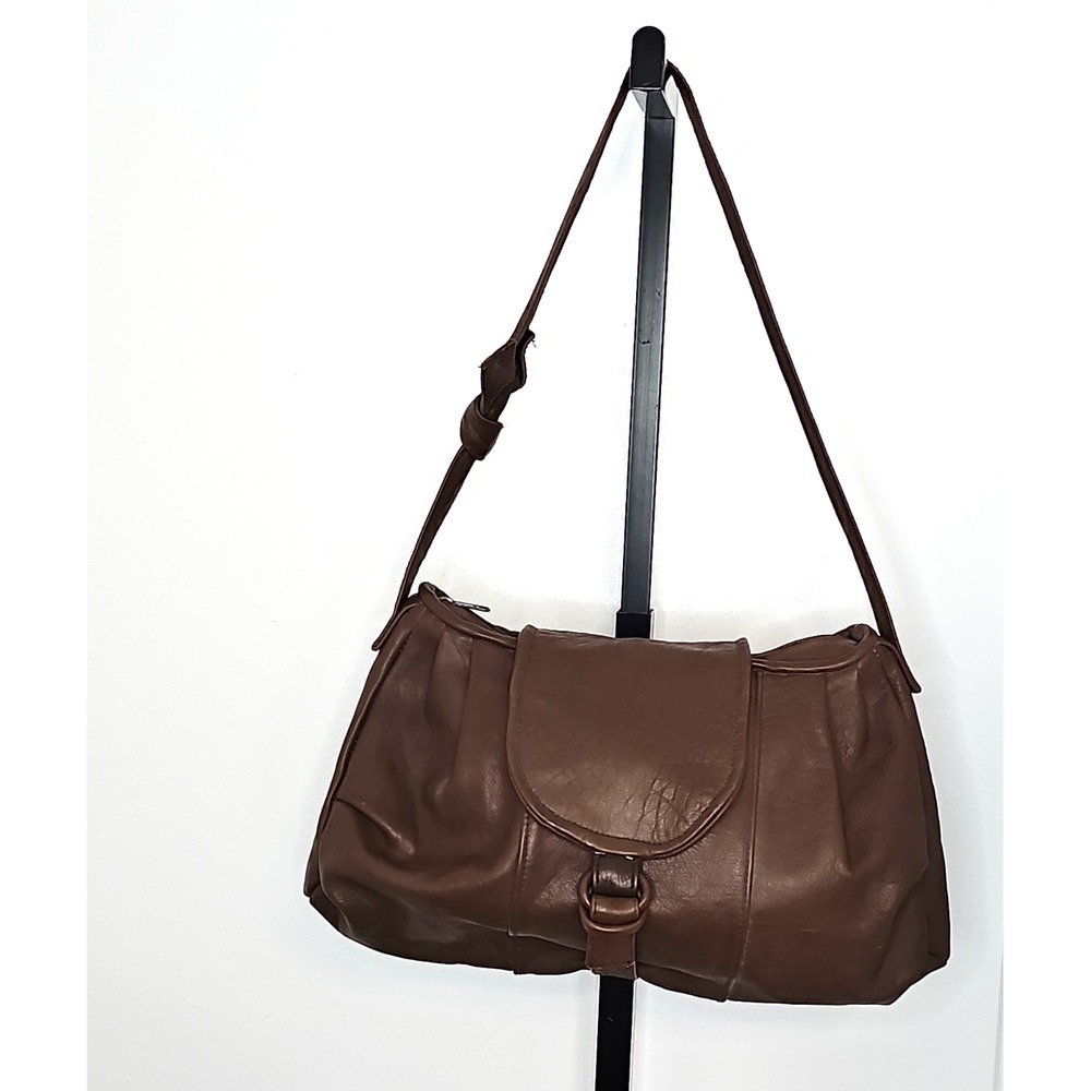 The Bon Italy Brown Genuine Leather Shoulder Bag Hobo Purse Adjustable Strap